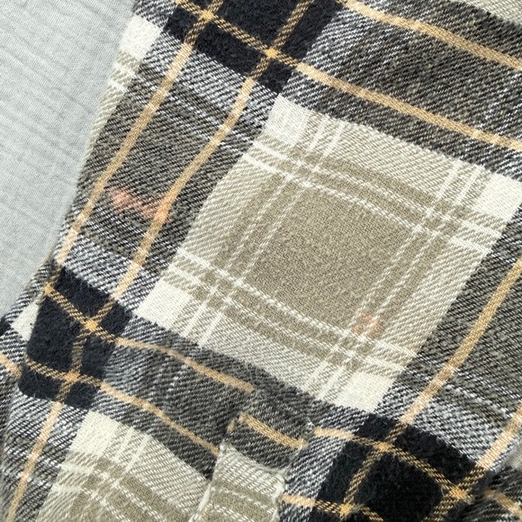 Vtg Y2k American Eagle Womens Sz Med Plaid Flannel Button Up Shirt Brown Black - Picture 8 of 8